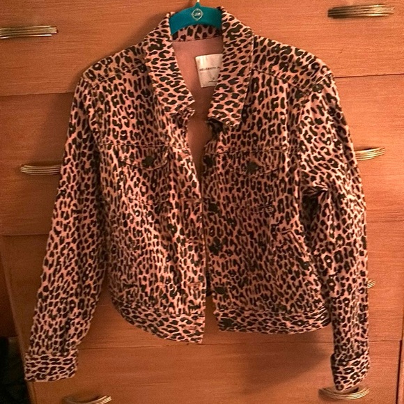 Celebrity Pink Jackets & Blazers - Leopard cotton jean jacket